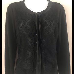 ETCETERA Sweater Cardigan with Sheer Lace and Tie